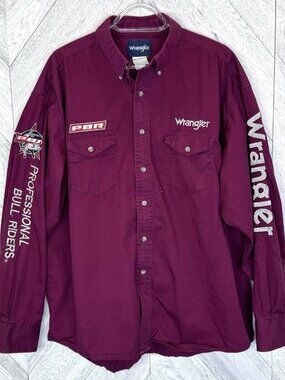Wrangler PBR Western Shirt Mens Size XL Jack Daniels Bull Riding Cowboy Rodeo